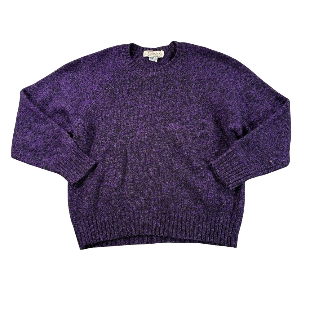 Talbots Sweater Womens M PETITE Purple‎ Fleck Pullover All Pure Wool VTG READ